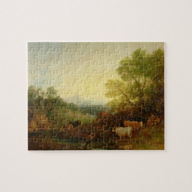Puzzle Un paysage avec des bétail et des figures d'un (Horizontal)
