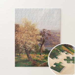 Puzzle Un paysage de lac au printemps par Adolf Kaufmann