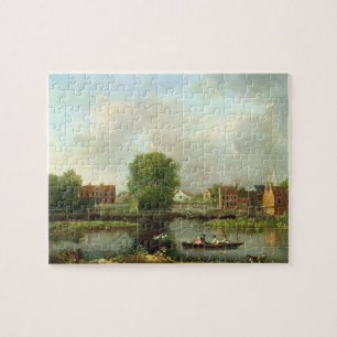 Puzzle Un paysage de rivière, probablement une vue de l'