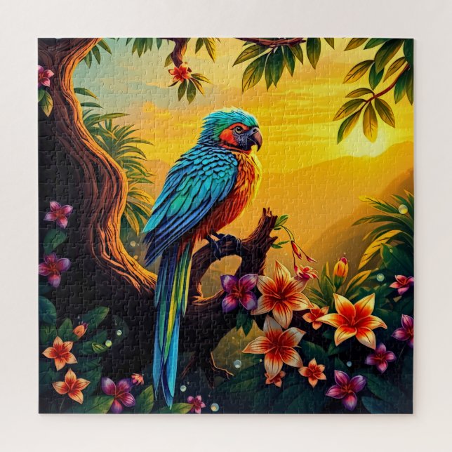 Puzzle Un perroquet tropical  (Vertical)