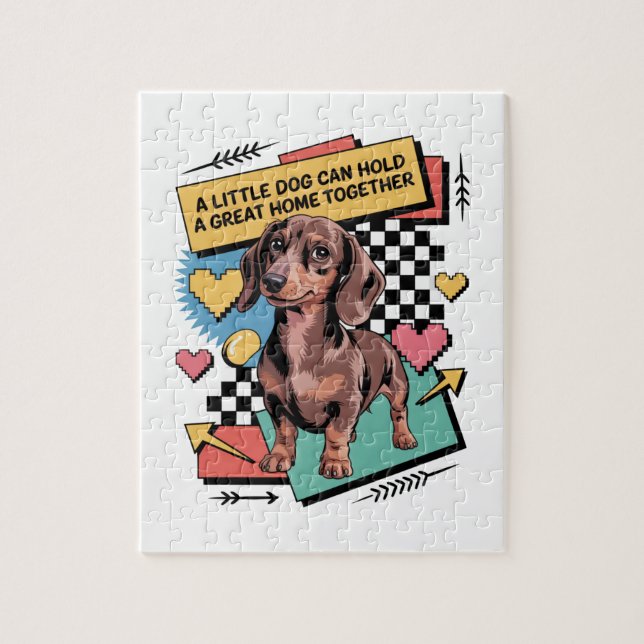 Puzzle Un petit chien peut rassembler une grande maison (Vertical)