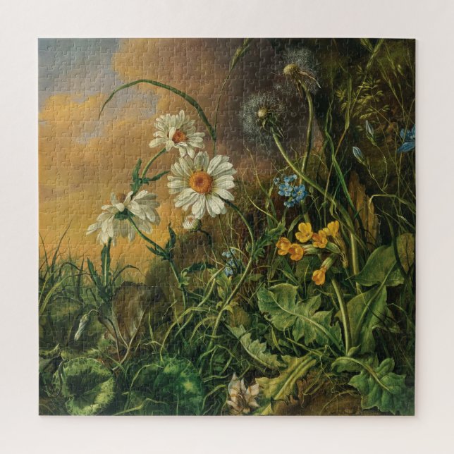 Puzzle Un plancher forestier avec marguerites, primeurs,  (Vertical)
