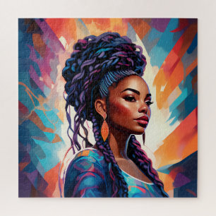 Puzzle Une Africaine Américaine Les cheveux dans la couro