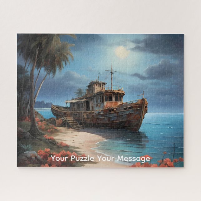 Puzzle Une aquarelle représentant un bateau abandonné déc (Horizontal)
