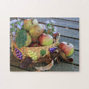 Puzzle Une belle automne de récolte de pomme panier Fami