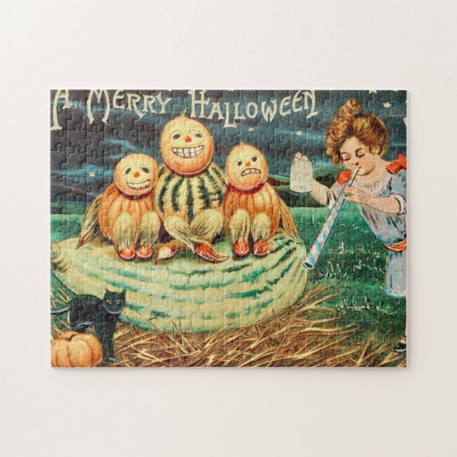 Puzzle Une carte postale ancienne de Halloween joyeux (Horizontal)