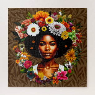 Puzzle Une femme afro-américaine à couronne florale