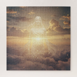 Puzzle Une femme angélique transparente marche dans les n