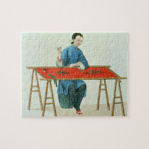 Puzzle Une femme brodant, plaquent 41 'du costume o