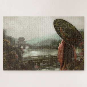 Puzzle Une femme d'Asie Vintage dans un décor traditionn