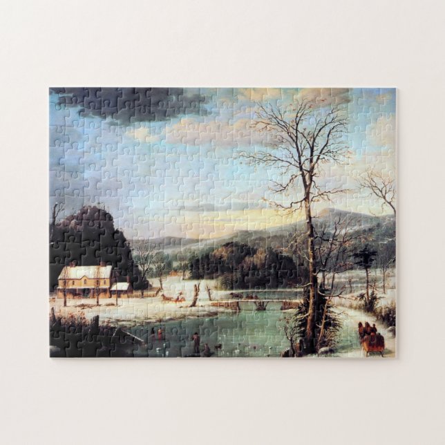 Puzzle Une fête de Noël George Henry Durrie 1852 (Horizontal)