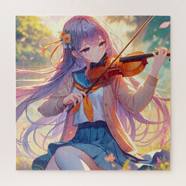 Puzzle Une fille d'Anime jouant au violon (Vertical)