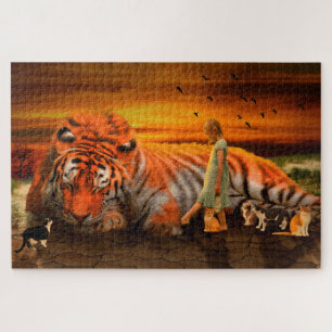 Puzzle Une fille et ses animaux de compagnie