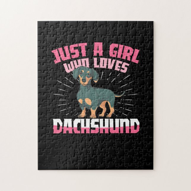 Puzzle Une fille qui aime Dachshund (Vertical)
