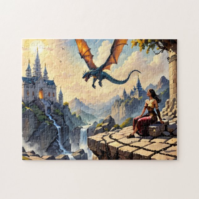 Puzzle Une fille qui regarde un dragon passer. (Horizontal)