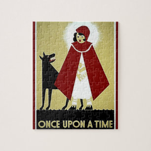 Puzzle Une fois sur une affiche, chaperon rouge et loup