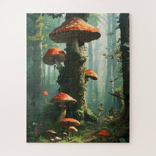 Puzzle une forêt magique, champignons, une forêt mystique (Vertical)