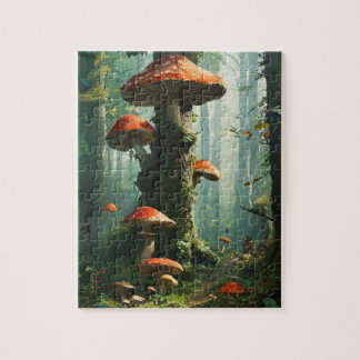 Puzzle une forêt magique, champignons, une forêt mystique