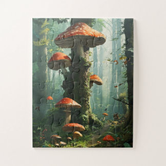 Puzzle une forêt magique, champignons, une forêt mystique