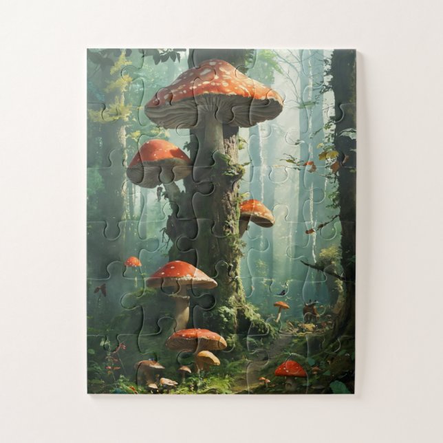 Puzzle une forêt magique, champignons, une forêt mystique (Vertical)