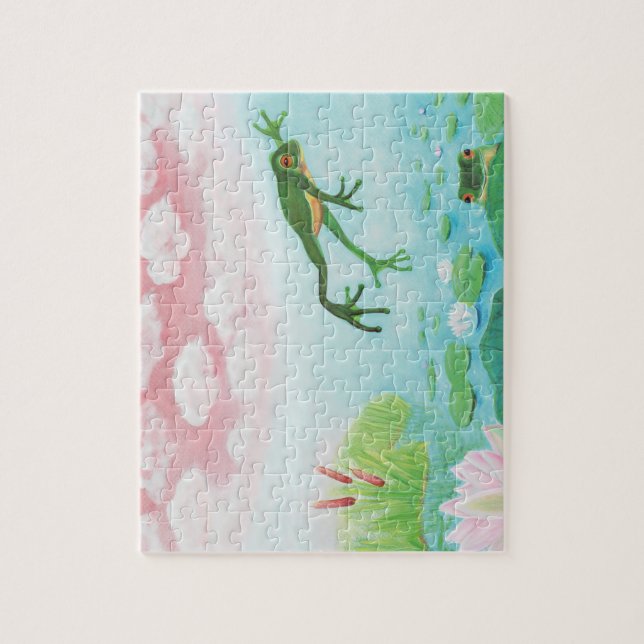 Puzzle Une Grenouille S'Enfonce Dans L'Étang Illustration (Vertical)