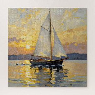 Puzzle Une illustration en impasto d'un voilier au couche