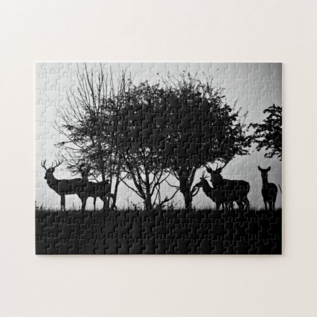 Puzzle Une image de quelques cerfs communs dans la brume (Horizontal)
