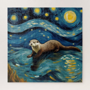 Puzzle Une Otter dans la mer de nuit étoilée