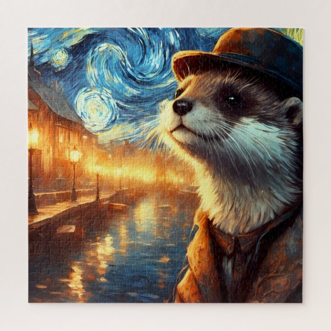 Puzzle Une Otter dans la nuit étoilée (Vertical)