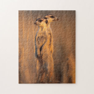 Puzzle Une paire de Suricates debout sur un rocher au cou