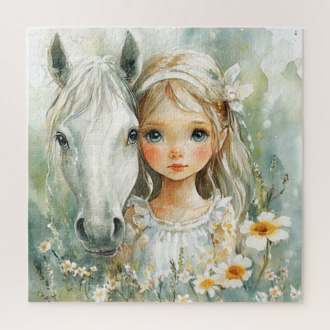 Puzzle Une petite fille avec un cheval (Vertical)