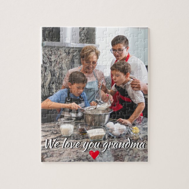 Puzzle Une photo Love You Texte Coeur Rouge Grand-mère Ma (Vertical)
