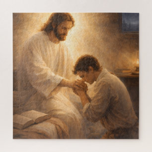 Puzzle Une prière à genoux avec Jésus