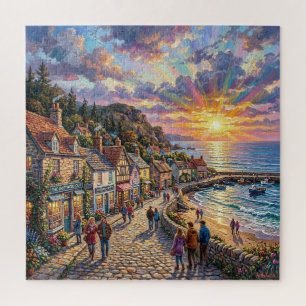 Puzzle Une promenade de village balnéaire magnifique au c