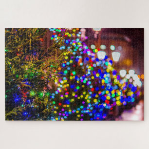 Puzzle Une Rangée D'Arbres De Noël Illuminés
