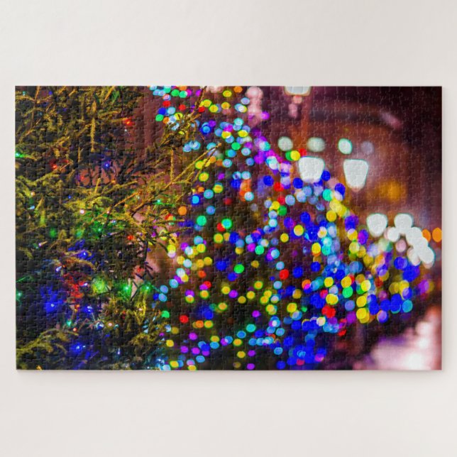 Puzzle Une Rangée D'Arbres De Noël Illuminés (Horizontal)