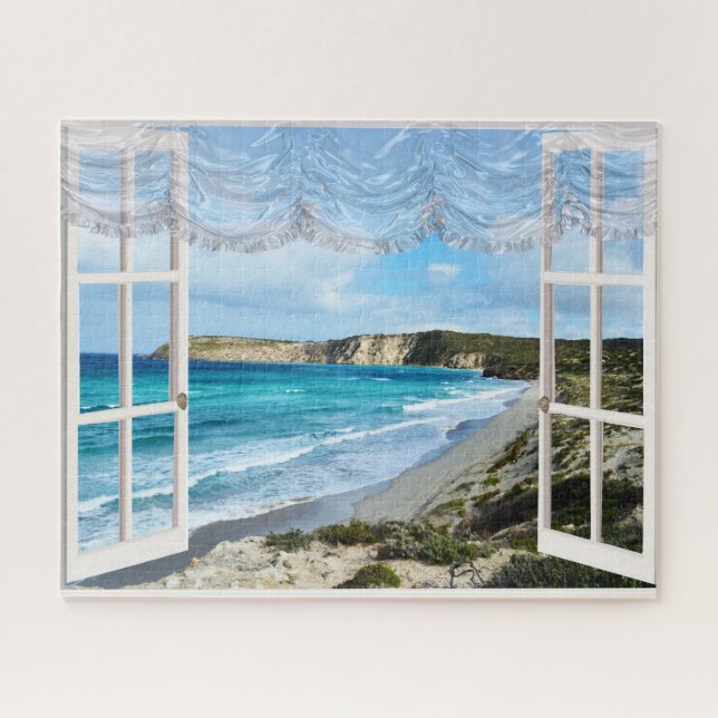 Puzzle Une Scène De Plage À Travers Ma Fenêtre, (Horizontal)