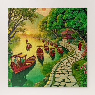 Puzzle Une scène paisible au bord de la rivière