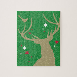 Puzzle Une silhouette d'un cerf commun avec des étoiles