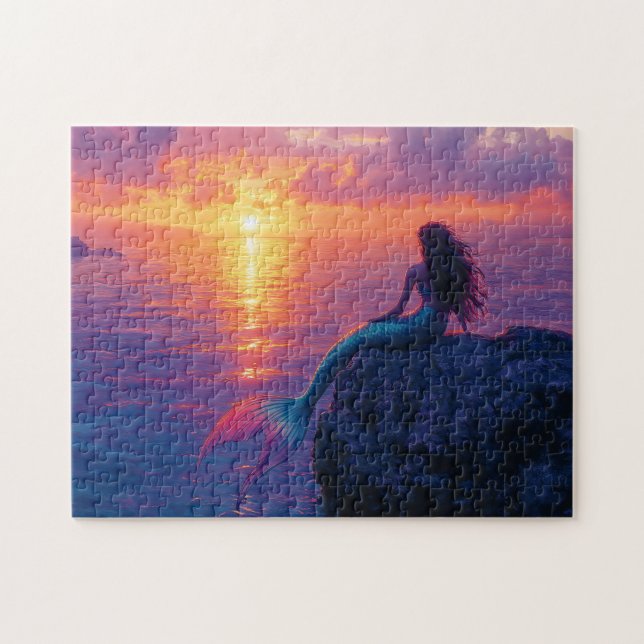 Puzzle Une sirène regarde l'art du coucher du soleil (Horizontal)
