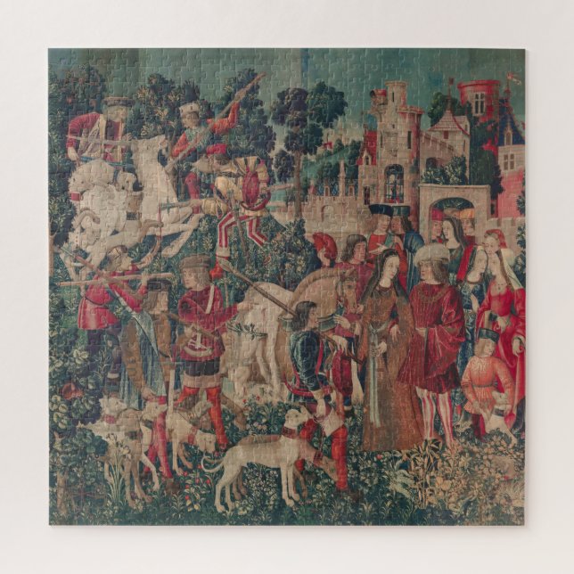 Puzzle Unicorn Art médiéval - Chasseurs Retour au Château (Vertical)