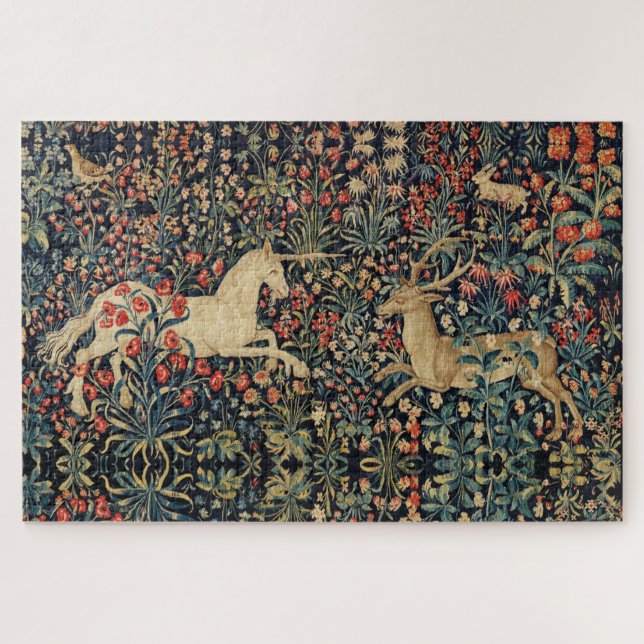 Puzzle UNICORN ET CERFS, FLEURS, ANIMAUX FORESTIERS Flora (Horizontal)