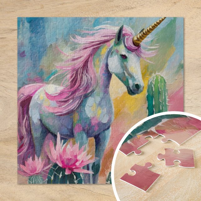 Puzzle Unicorne Abstraite lunatique et succulents (Créateur téléchargé)