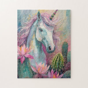 Puzzle Unicorne Abstraite lunatique et succulents