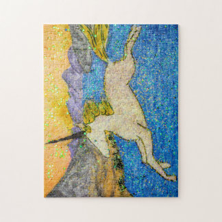 Puzzle Unicorne au-dessus du lac Evolution