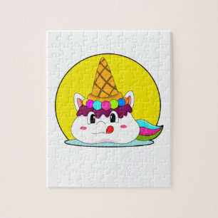 Puzzle Unicorne avec cône de crème glacée