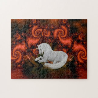Puzzle Unicorne blanche Rouge Fractal Imaginaire Cheval A