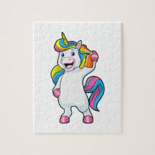 Puzzle Unicorne comme coiffeur avec aérosol