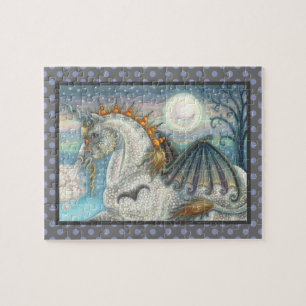 PUZZLE UNICORNE DE HALLOWEEN GOTHIQUE AVEC AILES DE MAIN,