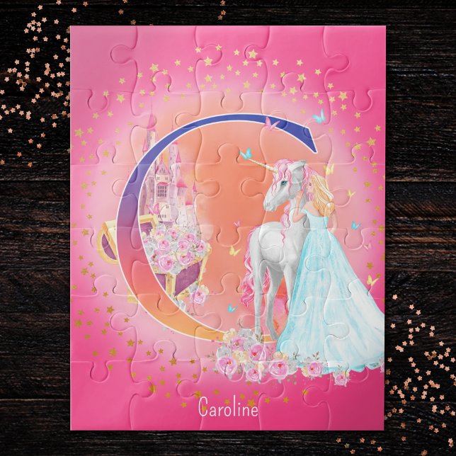 Puzzle Unicorne et princesse avec la lettre du château C  (Créateur téléchargé)